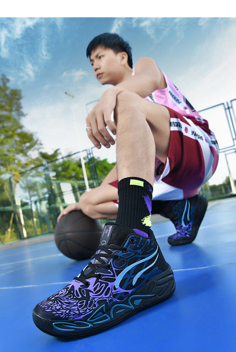 New Youth Trendy Sports Combat Boots Three Balls4Fashionable Men's Professional Practical Anti-Slip Wear-Resistant Basketball Shoes