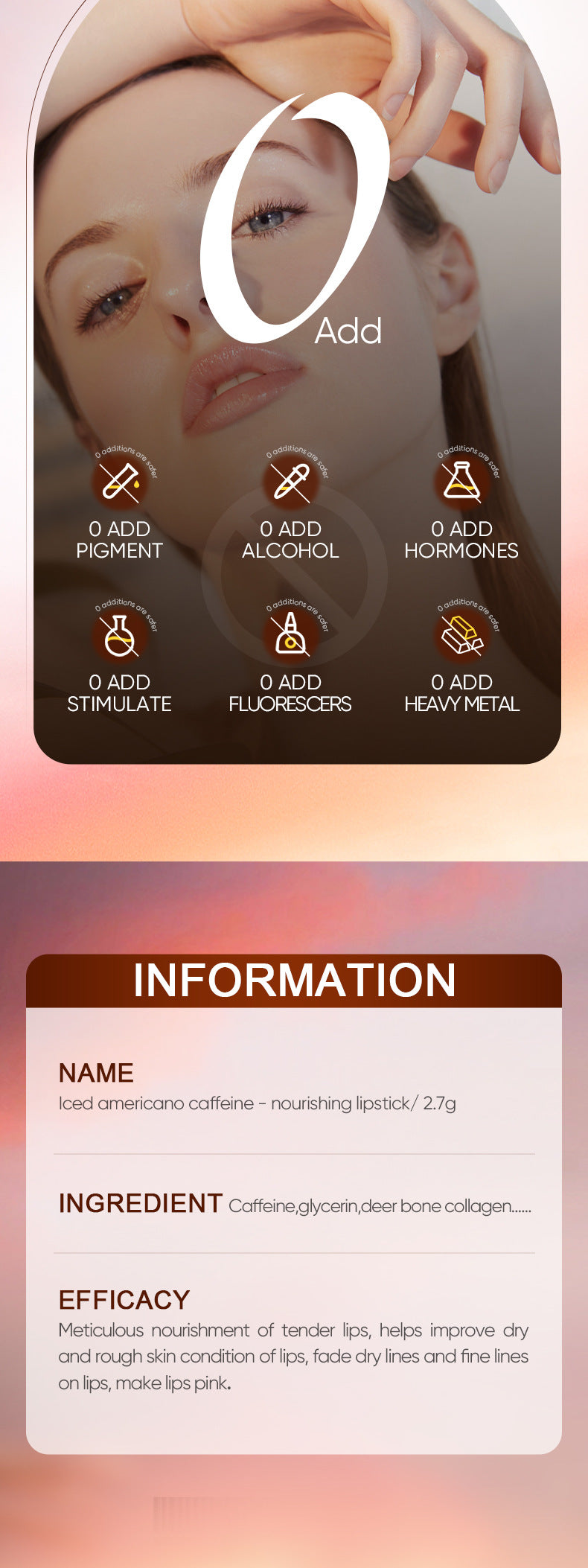 Full English Iced American Caffeine Nourishing Lip Balm SADOER Anti-chapped Moisturizing Lip Balm  Wholesale