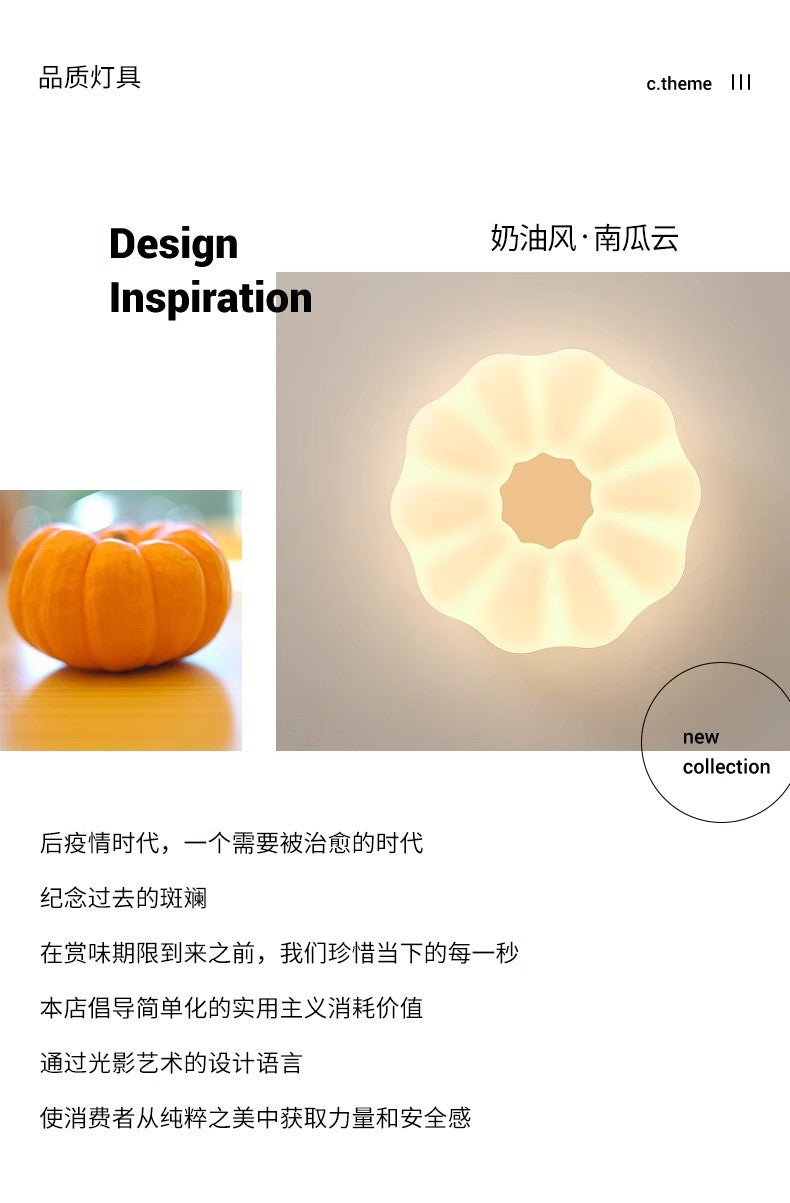 Pumpkin Ceiling Light Cream Style Creative Cloud Master Bedroom Light Round Kindergarten Princess Children's Room Light