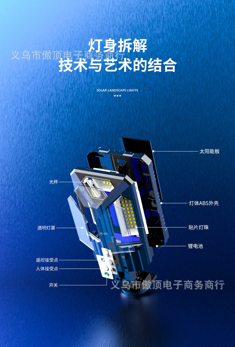 New Solar Light Human Body Sensing Street Light Outdoor Garden Light with Remote Control Garden Light LED Wall Lamp