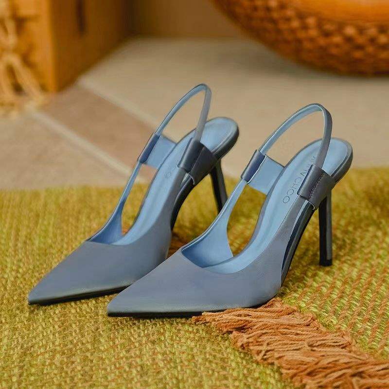 Fairy High Heels for Women2025New Pointed Toe French Style Thin Heel Mules Casual Outdoor Closed-Toe Sandals Trendy