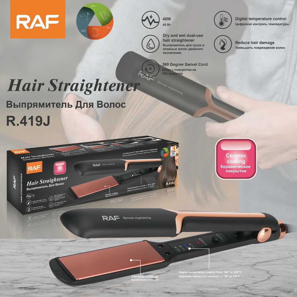 RAF EU Standard Hair Straightener Negative Ion Hair Straightener Home Use Volumizing Hair Root Straightening Iron Hair Styling Curling Iron