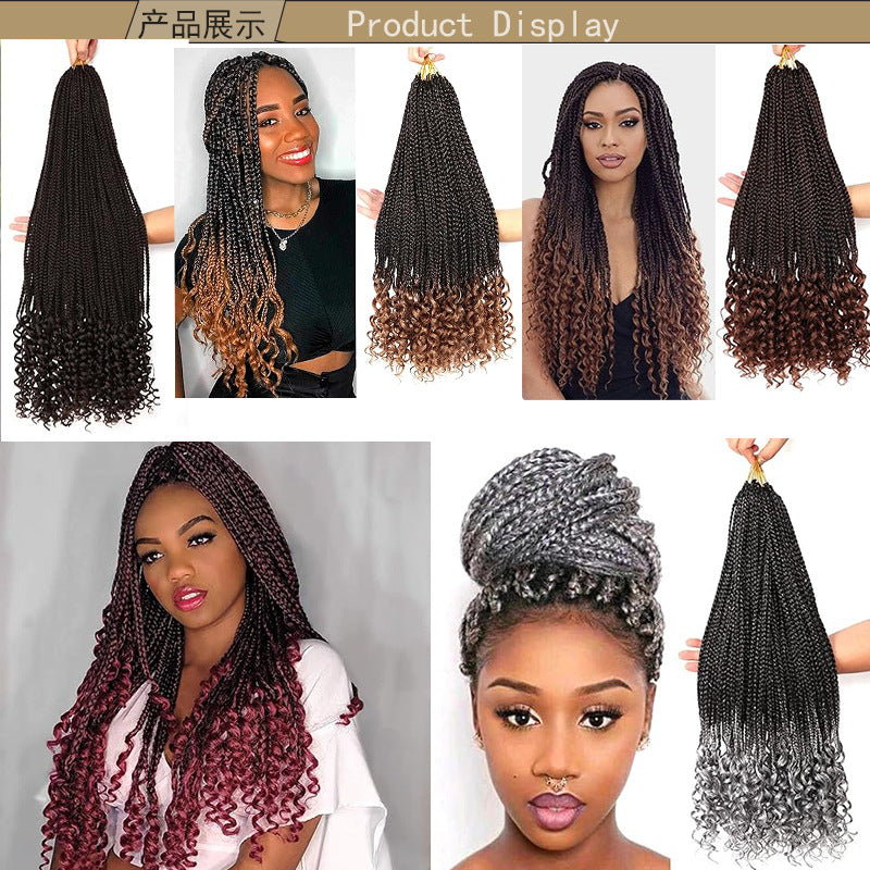 Cross-border European and American Wig Straight Top Loose Tail Three-strand Braid Crochet Hair GoddessBoxBraidshair Fluffy