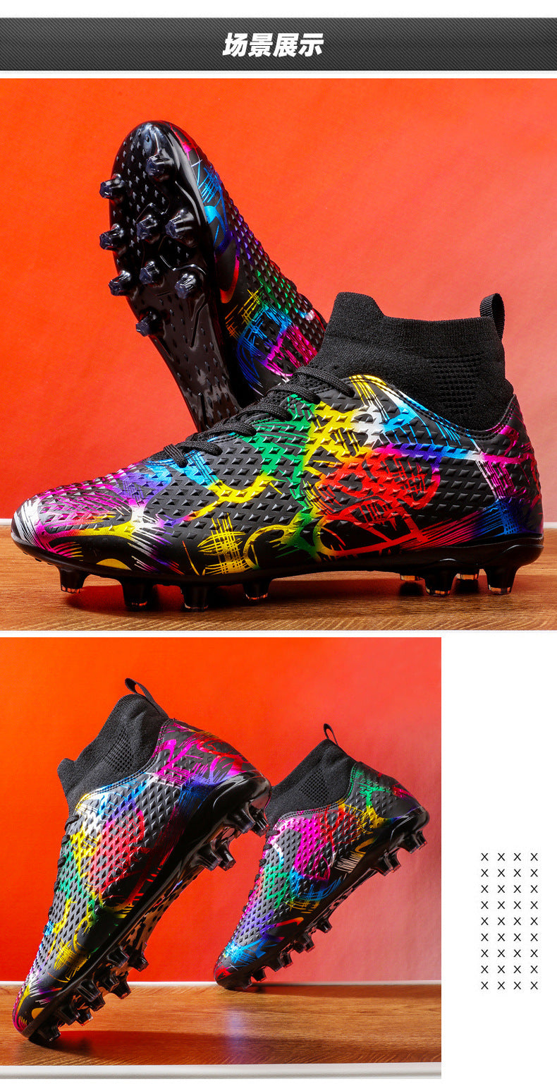 Youth Football Shoes Men and Women Long Spikes Adult Professional Sports Training Shoes Artificial Grass Non-Slip Wear-Resistant Competition Shoes