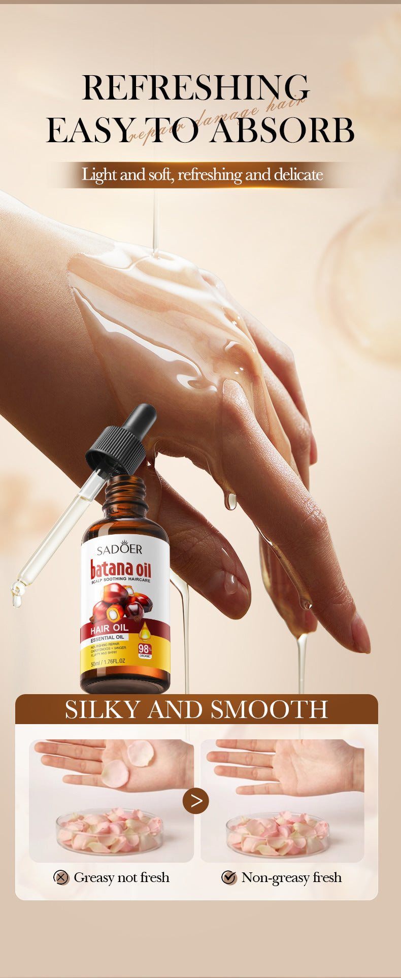 Full English Batana Scalp Hair Care Oil SADOER Soothing and Smooth Hair Oil  Wholesale