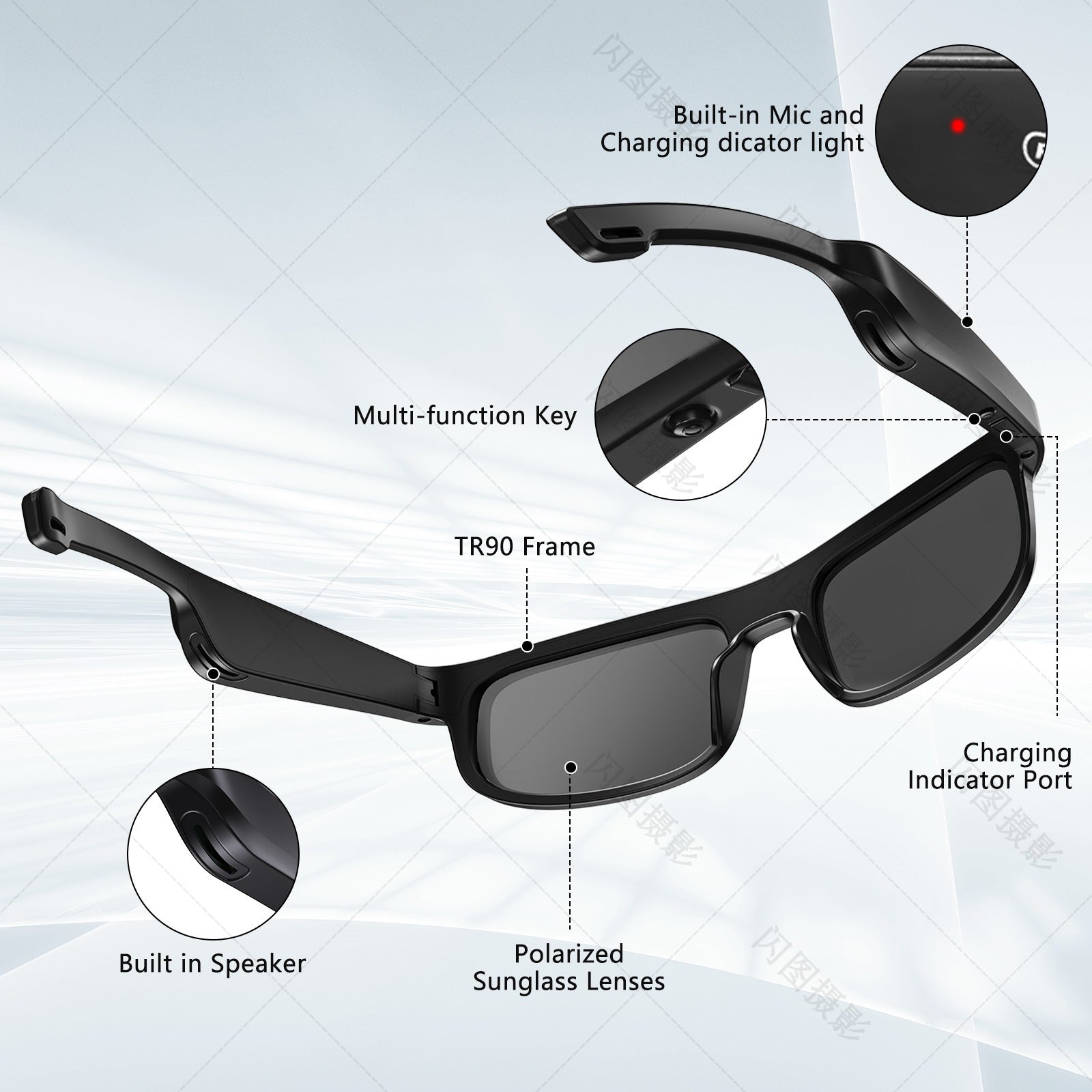 M8PRO Bluetooth smart glasses for driving hands-free calls multifunctional outdoor cycling windproof goggles