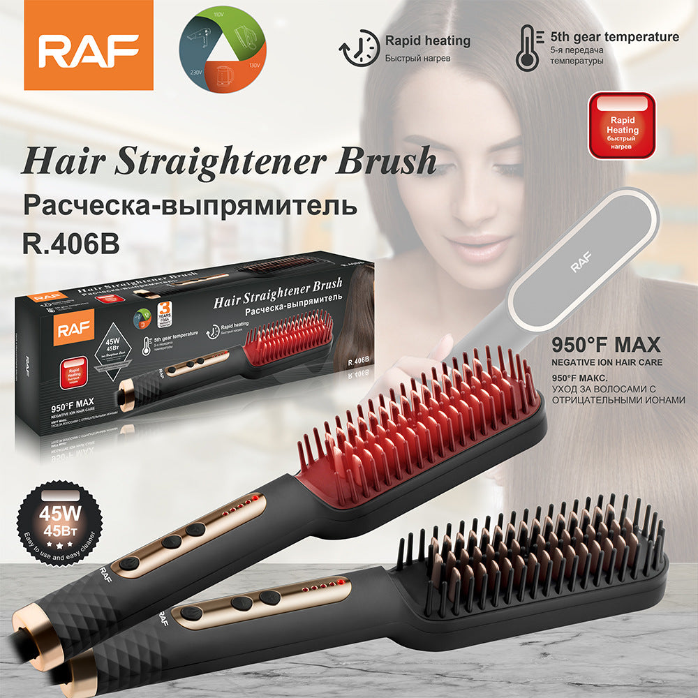 RAF EU Standard Hair Straightening Brush Non-Damaging Hair Straightening and Curling Dual-Use Electric Curling Iron Hair Straightener for Home Use