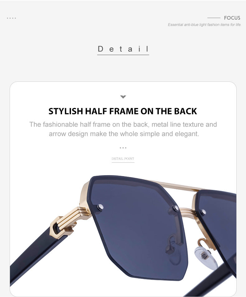 2025New style sunglasses with a high-end feel, European and American half-frame glasses, fashionable sunglasses for women with UV protection sunglasses