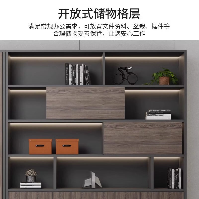 Office File Cabinet with Lock Storage Cabinet Wooden Modern Bookshelf Boss Background Cabinet Archive Cabinet