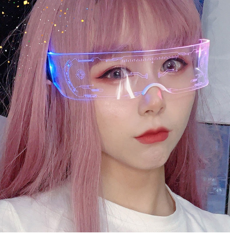 LED Light-emitting Glasses Trendy Future Technology Style Same Style Bar Disco Flashing Rechargeable Glasses