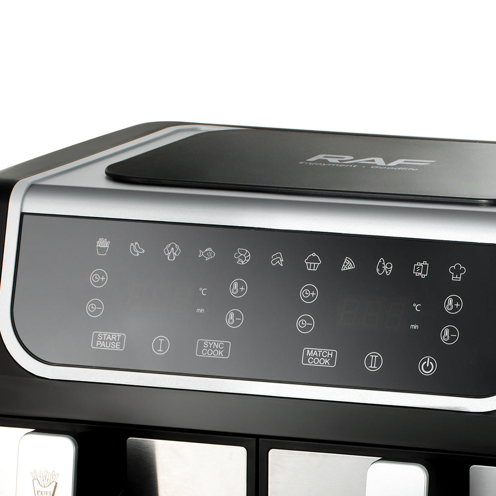 RAF European Standard Dual Tank Air Fryer Dual Compartment Large Capacity Multi-Function Dual Pot Dual Basket Smart Touchscreen Oil-Free