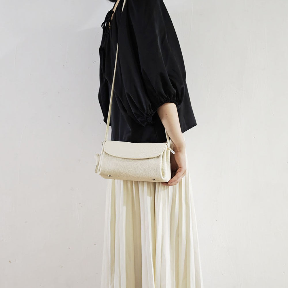 Genuine Leather Small Square Bag Daily Simple Women's Bag2025New Casual Little Elephant Commuting Versatile Cover Head Single Shoulder Crossbody Bag