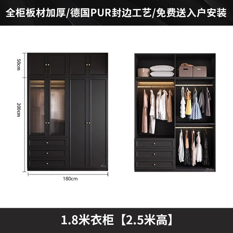 Vintage Style Wardrobe Black Cabinet Wardrobe for Home Bedroom Small Apartment Modern Simple Side Cabinet Top Cabinet Furniture Wardrobe
