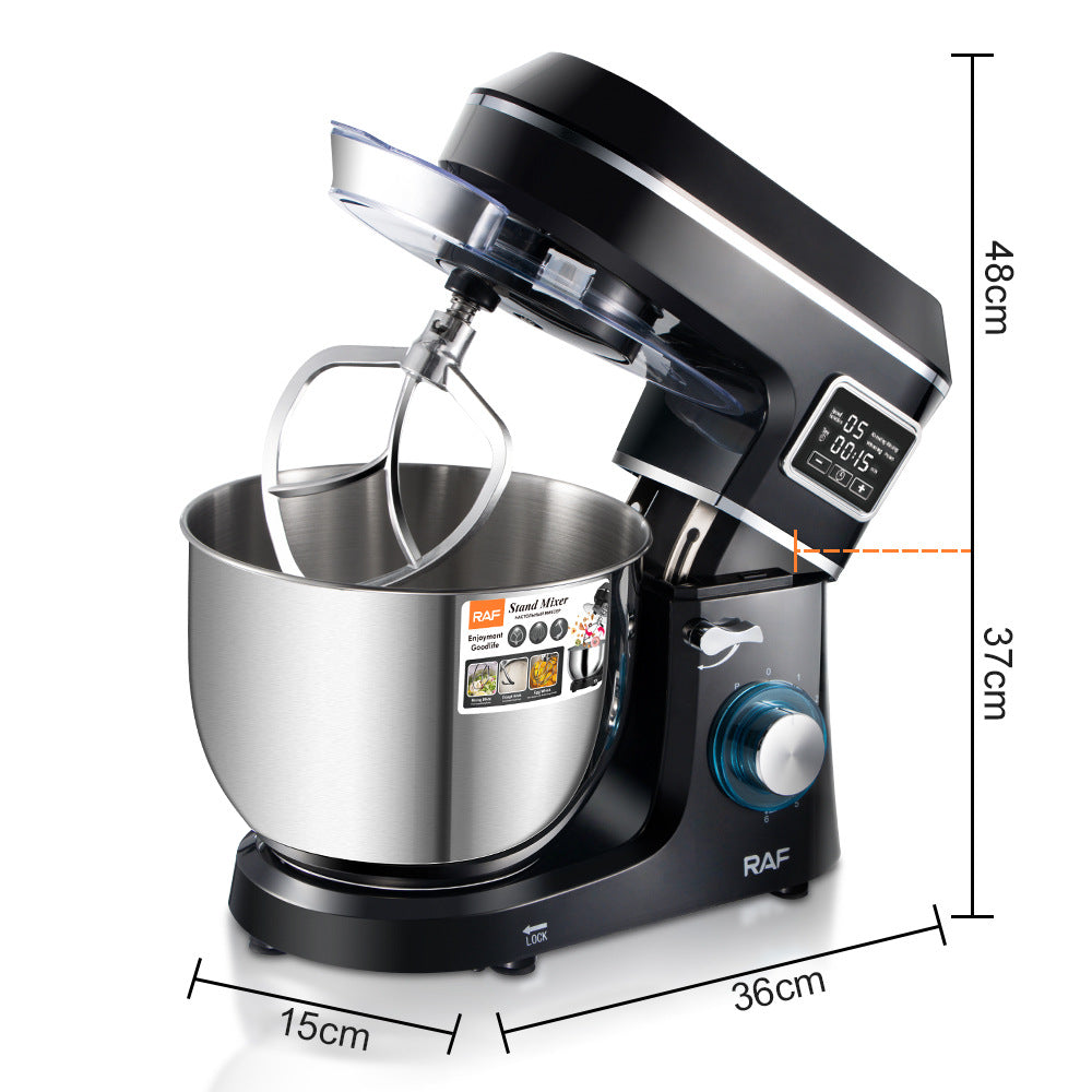 RAF European Standard Stainless Steel Bowl High-Power Dough Mixer Household Multi-Functional Chef Machine Dough Blender R.6677