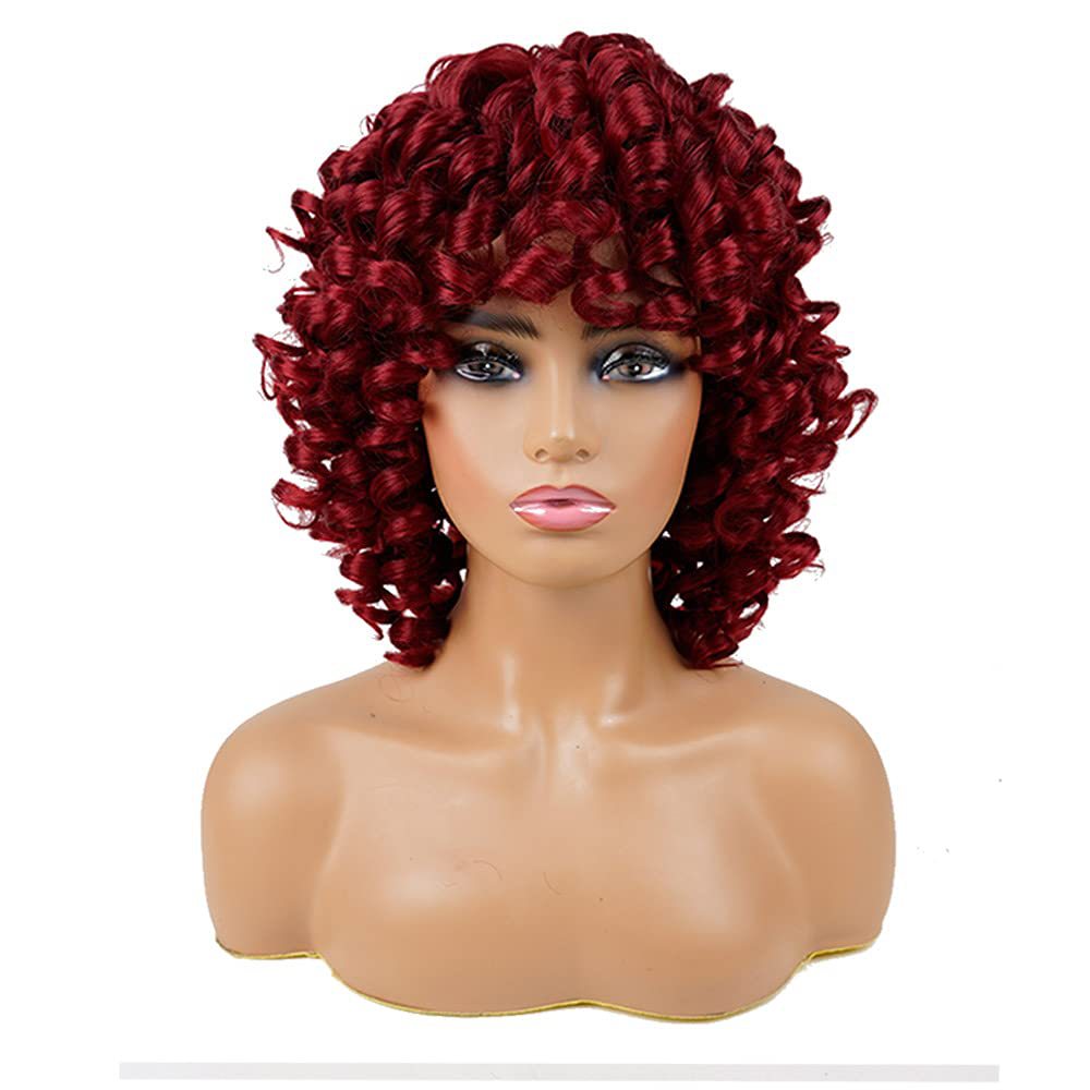 12inch loose Curly Wig for Women, Synthetic Hair Wig, Large Curly Wig for Women