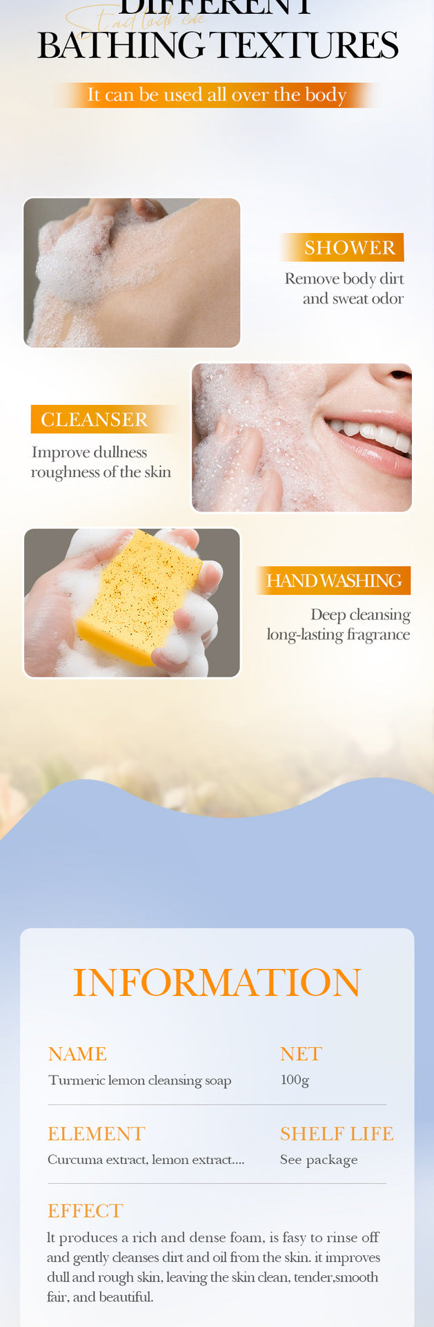 Turmeric Lemon Purifying Soap100g Clean Body Handmade Soap Export Manufacturer Wholesale