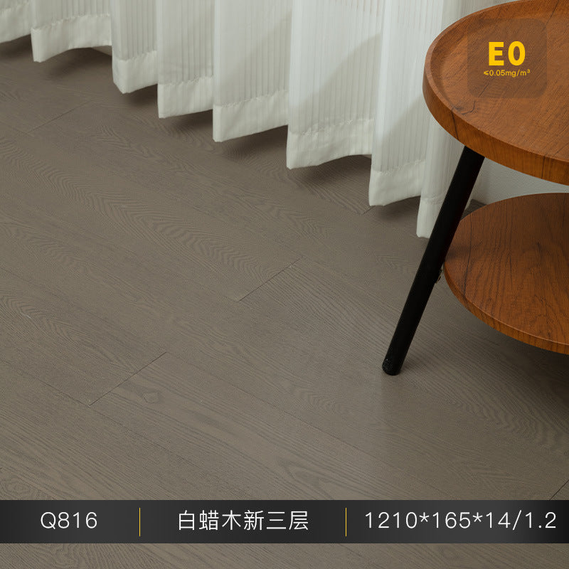1.2mm White Ash Natural Wood Veneer New Three-Layer Solid Wood Composite Floor Heating Home Eco-Friendly Flooring Package Installation for Entry