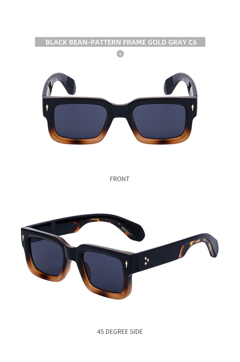 2025New Retro Square Frame Sunglasses for Men High-End European and American Retro Sunglasses Men's Trend sunglasses