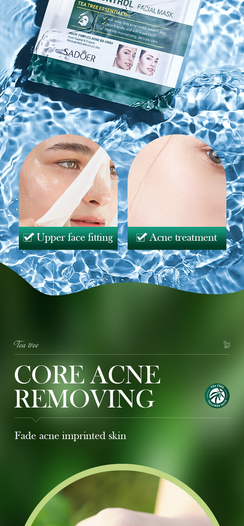 Full English Tea Tree Facial Mask25g SADOER Refreshing Moisturizing Tablets for  Wholesale