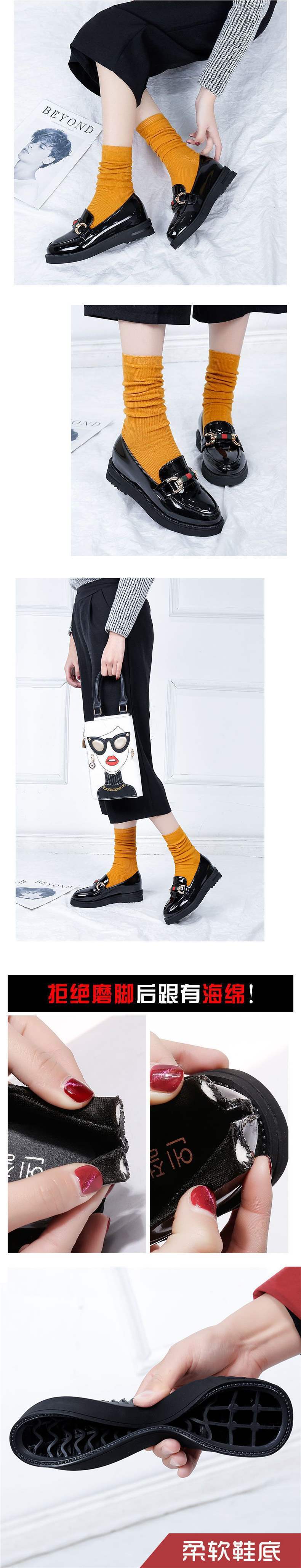 Women's Flat Shoes2025New Korean Style Versatile British Style Loafers Patent Leather Thick Sole Social Student Small Leather Shoes