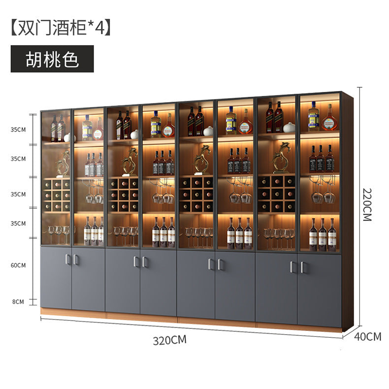 Glass Wine Cabinet for Living Room, Wall-Mounted, Modern Minimalist, Light Luxury, Double-Door Wine Cabinet, Home Dining Side Cabinet, High-End Display Storage Cabinet