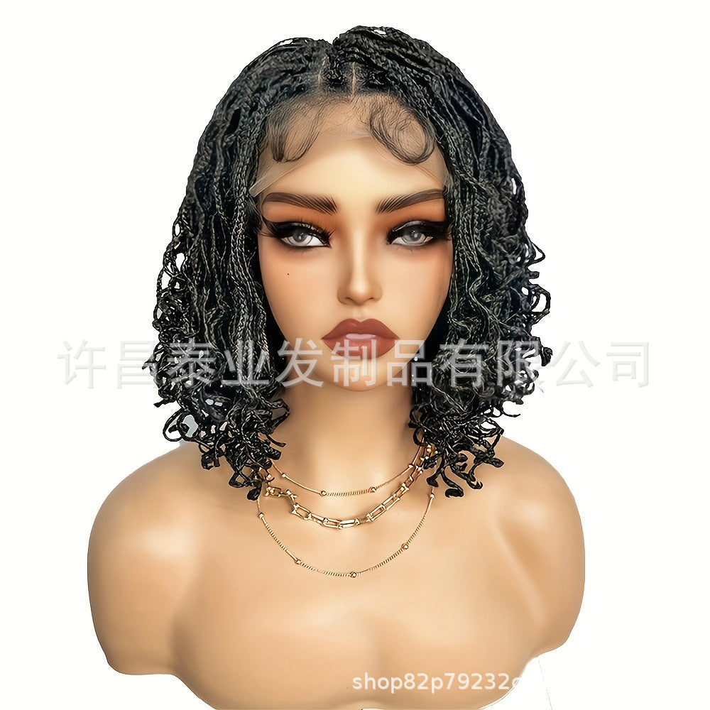 Synthetic Wig Dirty Look European and American Style Small Curls African Women Crochet Hair Extensions Afro Braid Wig All lace Headgear