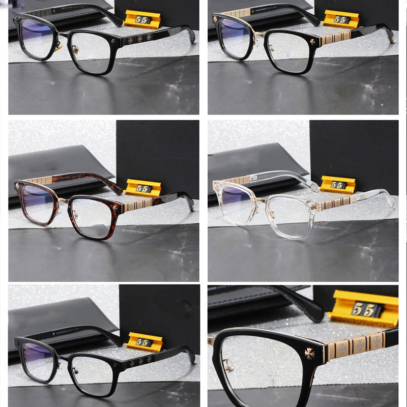 2024New Cross Plain Mirror Retro Artistic Prescription Glasses Frame for Men and Women Non-Prescription Glasses55Belt logo