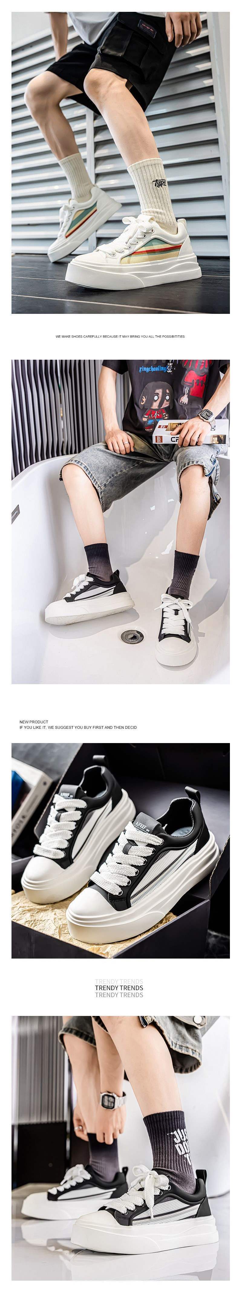 2025Spring Mesh Breathable Flyknit Non-Slip Black Casual Sneakers Men's Trendy Versatile Shoes