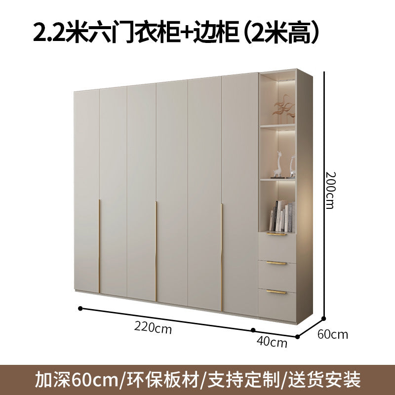 Custom Solid Wood Wardrobe for Home Bedroom Modern Simple Cream Style Hot-Selling Storage Cabinet One-Door to Ceiling Large Wardrobe