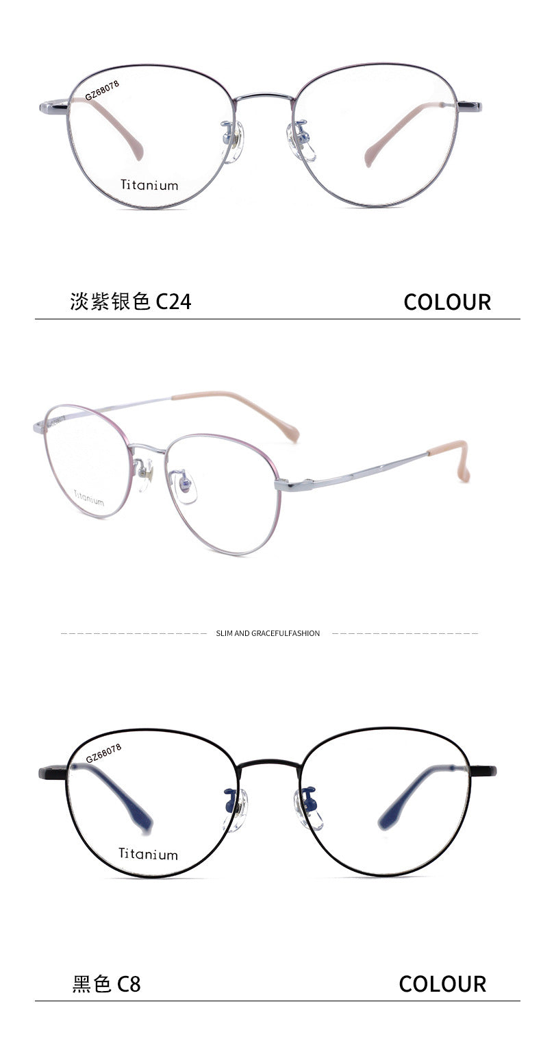 New Vintage Half Titanium Eyeglass Frame Fashion Two-tone Electroplated Round Glasses Frame Light Luxury Metal Frame