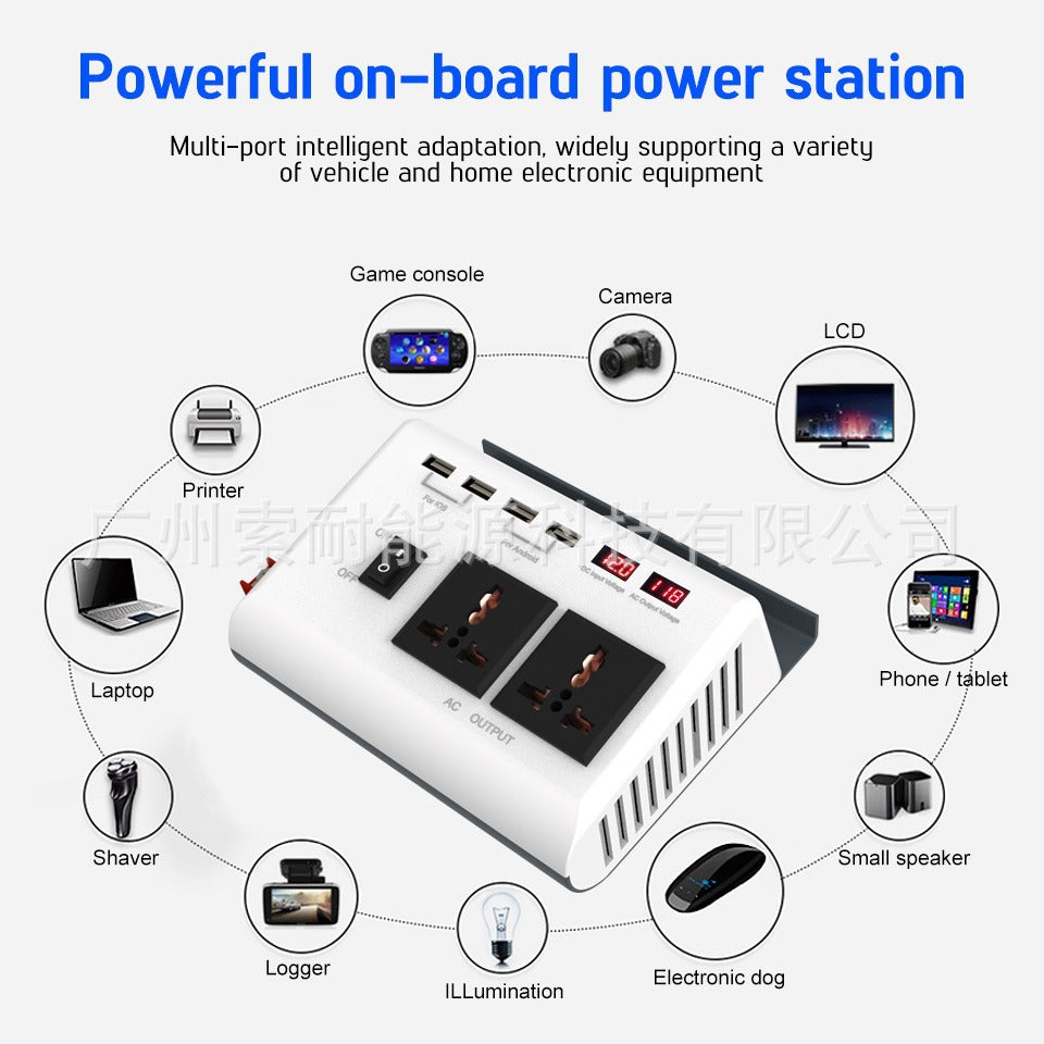 Car Inverter Car Converter300W Automotive Small Electrical Appliances12V Turn110V 4个USB Mouth 2Socket