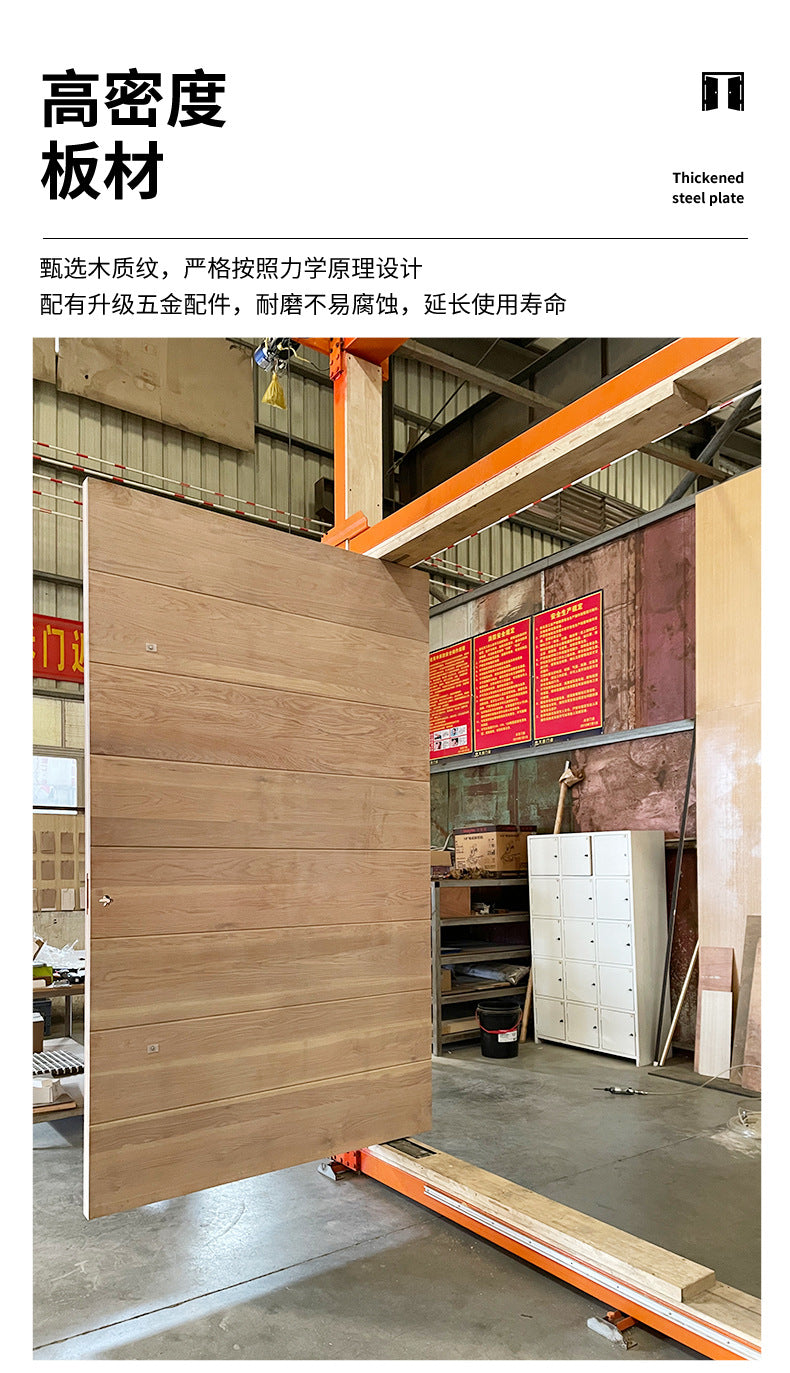 Export Model American Style Entry Door Pivot Composite Door Top and Bottom Pivot Wooden Door Anti-theft Entry Door Aluminum Rotating Entry
