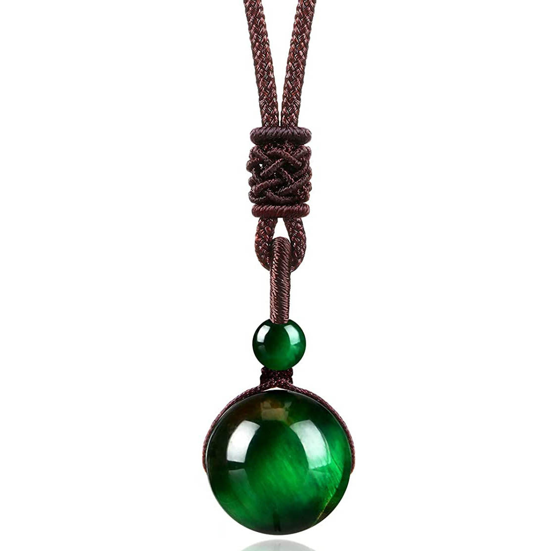 Natural Obsidian Necklace16mm Beaded Tiger Eye Stone Pendant Holiday Gift Couple Amethyst Necklace