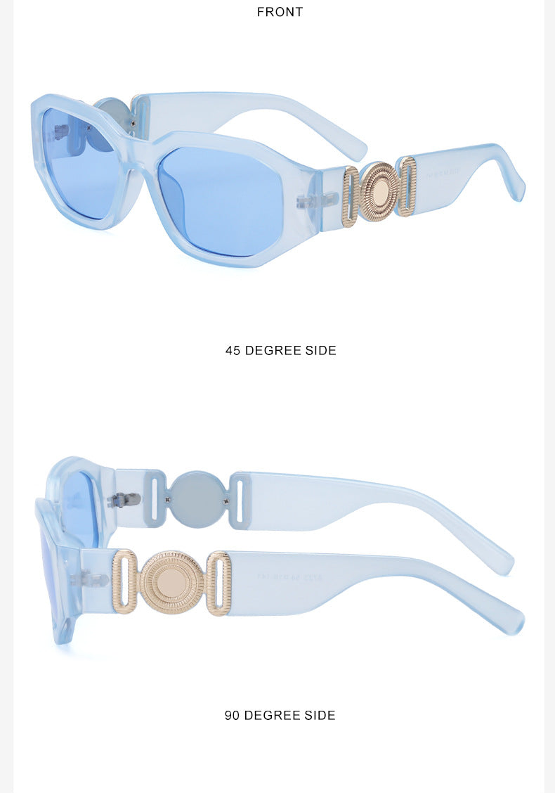 2025New Small Square Frame Sunglasses European and American Trendy Head-Shaped Polygonal Glasses Small Frame Sunglasses for Men