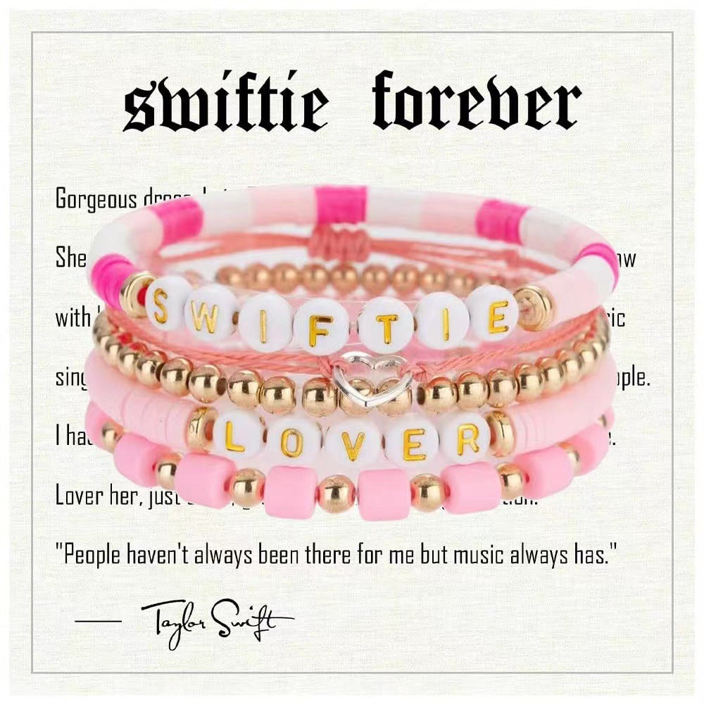 Taylor Music Jewelry Bracelet for Women Versatile High-End Bohemian Accessories SWIFTIE Alphabet Soft Clay Bracelet