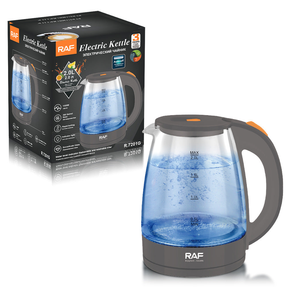 RAF European Standard Glass Electric Kettle Household Electric Kettle Automatic Power-off Kettle Health Care Wholesale R.7201