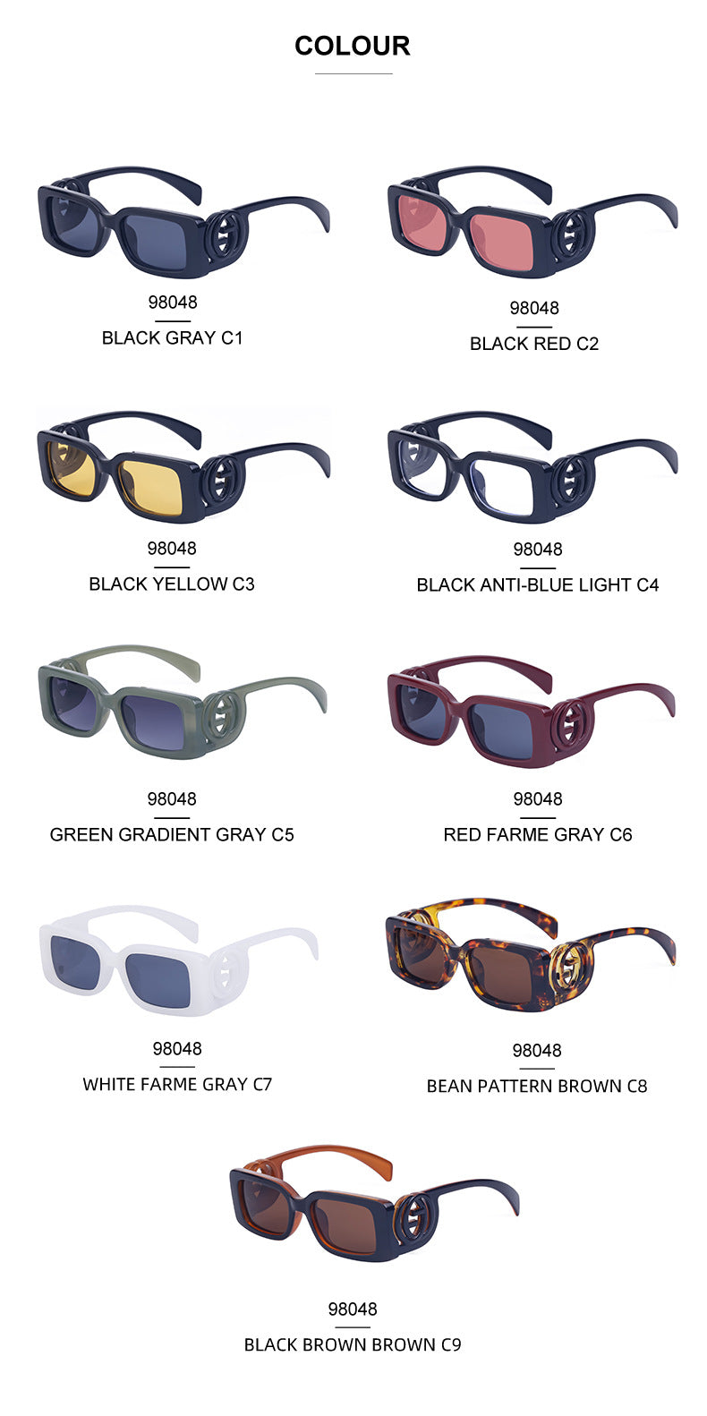 New Fashion Square Frame Sunglasses for Women, Unique Small Frame Sunglasses for Men, Wholesale Glasses sunglasses