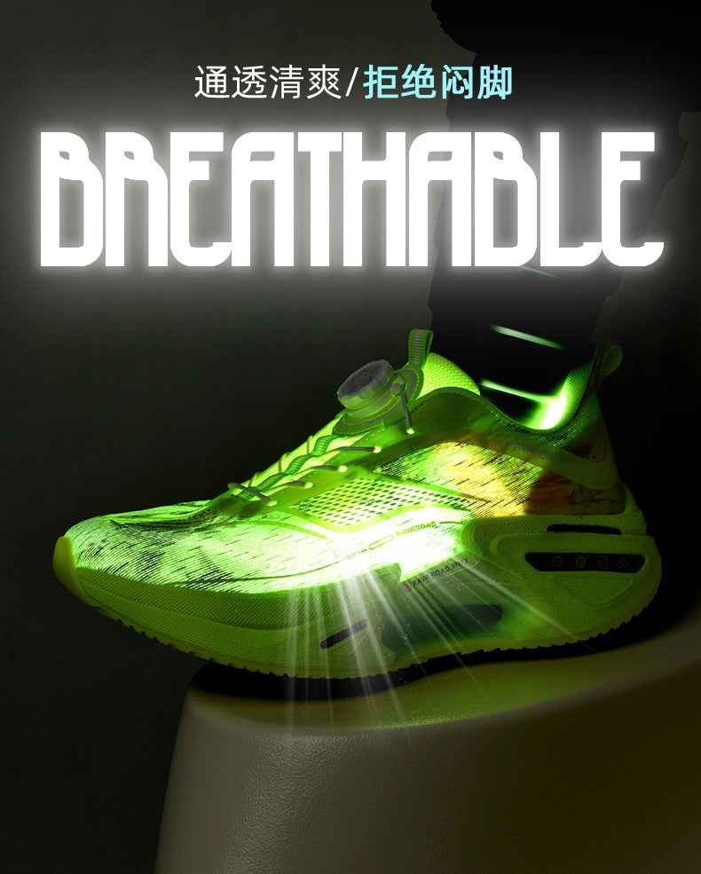 DAJUEYING Real Explosion Protection Carbon Plate High Elastic Cushioning Running Shoes Men and Women Knob Buckle Racing Mesh Breathable Sports Shoes