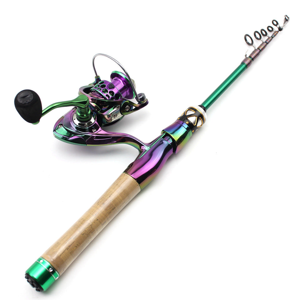 E-commerce Portable Telescopic Lure Rod Set Straight Handle Gun Handle Fishing Gear Combo FBA Overseas Warehouse Fishing Gear