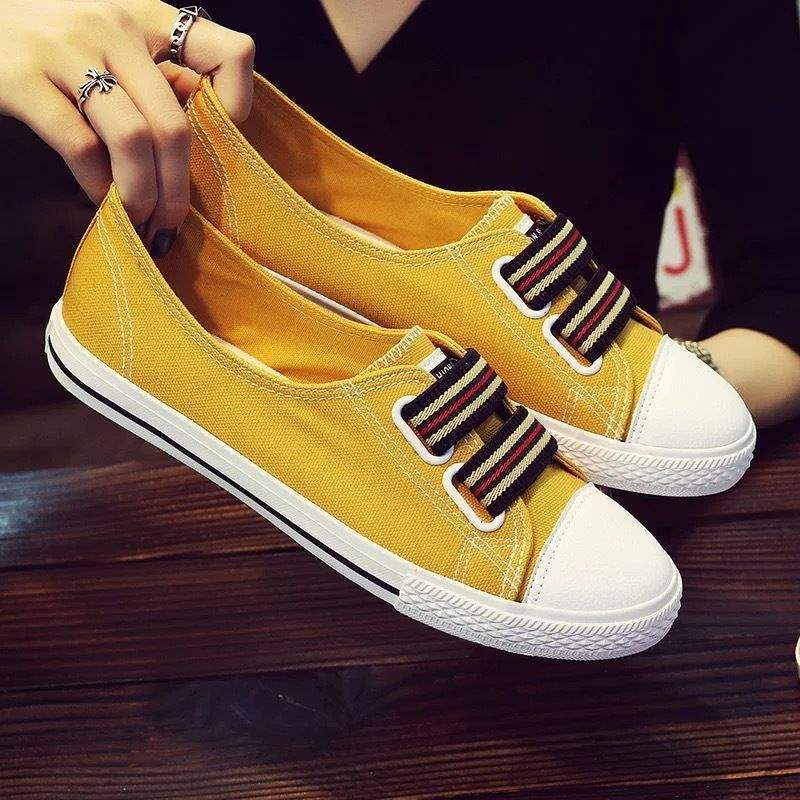 Shallow Canvas Shoes for Women Slip-On Shoes Women's Shoes Slip-On Flat Casual Korean Style Soft Sole Thin Non-Slip Cloth Shoes