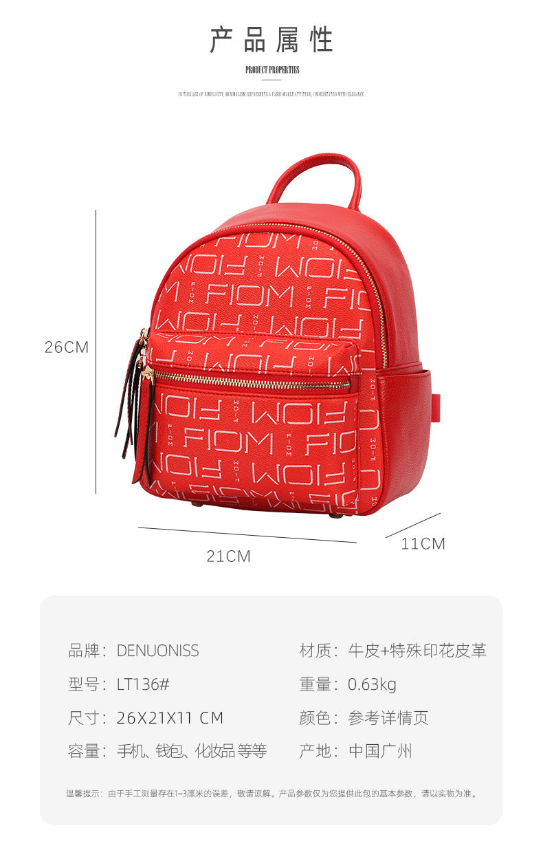 New Fashion Printed Women's Backpack Soft Leather Versatile Large Capacity Student School Bag Mom Travel Bag