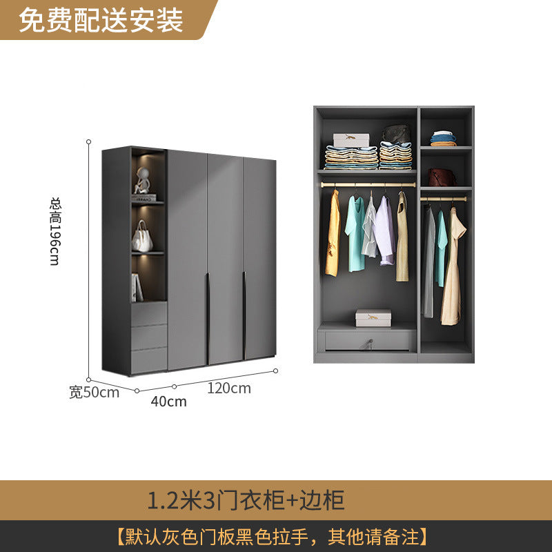 Flat Door Wardrobe for Home Bedroom, Easy Assembly, Suitable for Rental Rooms, Small Apartments, Three-Door, Four-Door, Five-Door, Six-Door Large Wardrobe