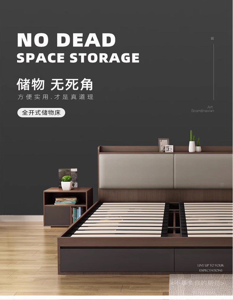 Modern Minimalist Air Pressure High Box Bed Nordic Tatami Bed Home Bedroom Master Double Storage Platform Bed