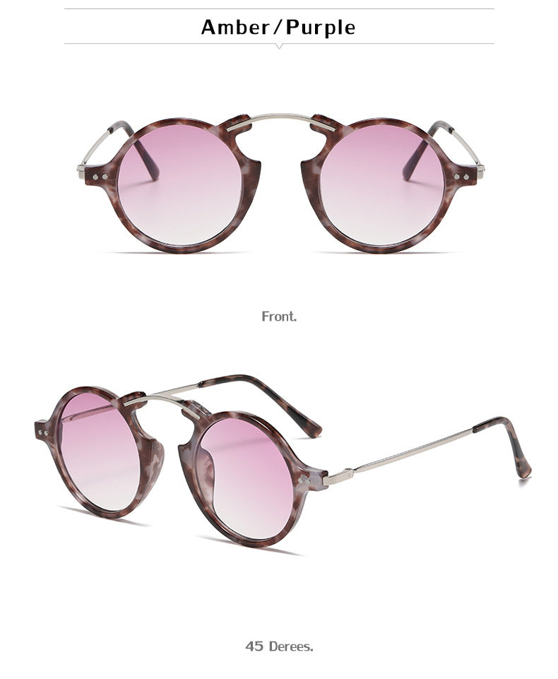 Steampunk Small Frame Sunglasses for Women, European and American Trendy Round Frame Sunglasses, Unique Street Style Glasses for Women sunglasses