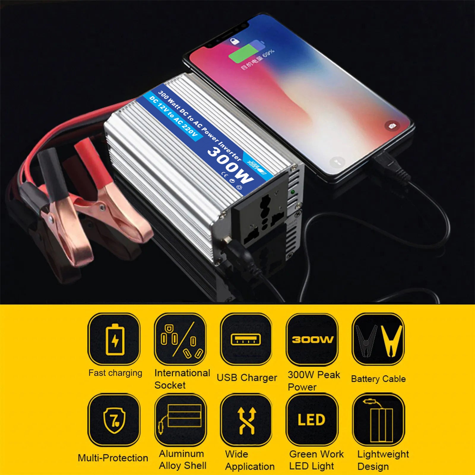 Car Converter Car Small Electrical Appliances Car Inverter150W Dc12V Transfer Communication220V Set Sail