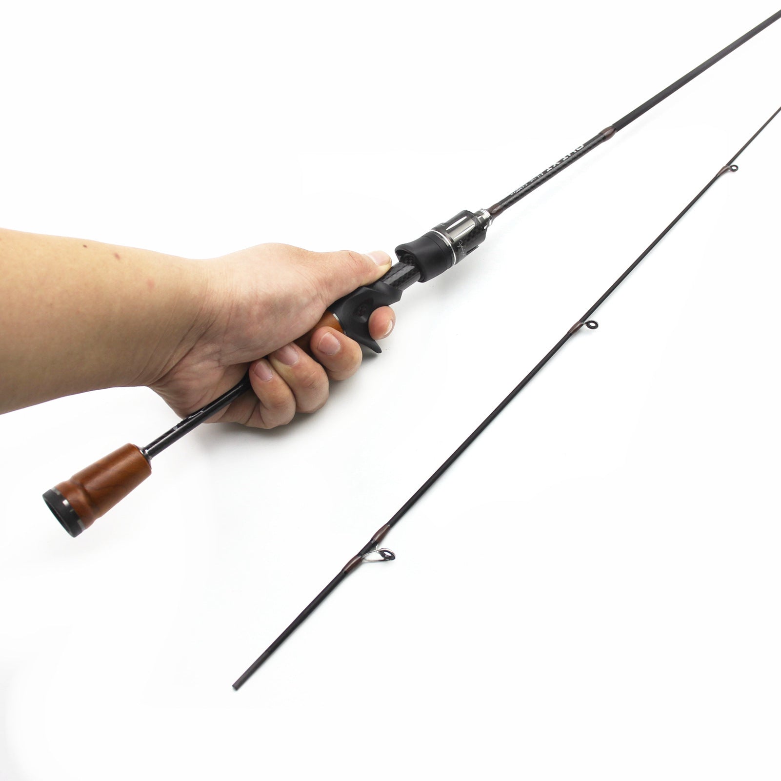 1.39Carbon Fiber UL High-end Lure Fishing Rod with Solid Wood Handle for Bass and Minnow, Straight Handle Gun Handle Rod