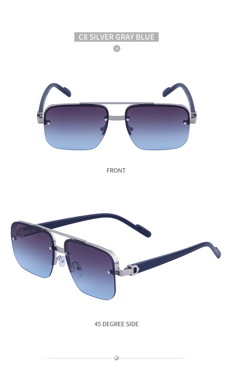 2025New Fashion Half-Frame Cut Edge Sunglasses for Women, High-End Driving Sunglasses for Men, Wholesale Glasses