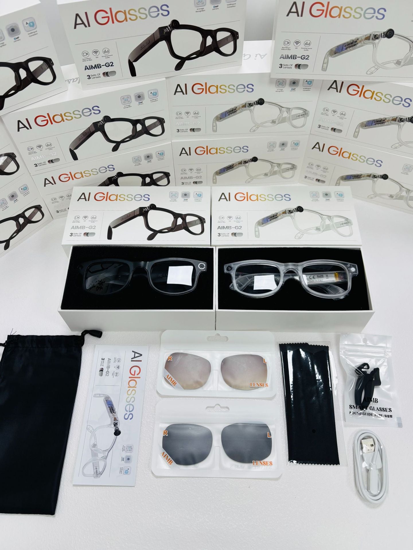 80010000 Pixel Smart Glasses AIMB-G2Photography and Videography1200P Audio and Video Recording Ai Translation+Music Control