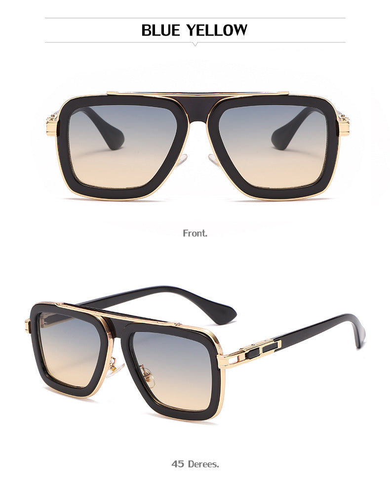 European and American Retro Square Frame Sunglasses for Men, Trendy European and American Punk Style, Internet Celebrity Same Style Sunglasses for Women ins Wind shades