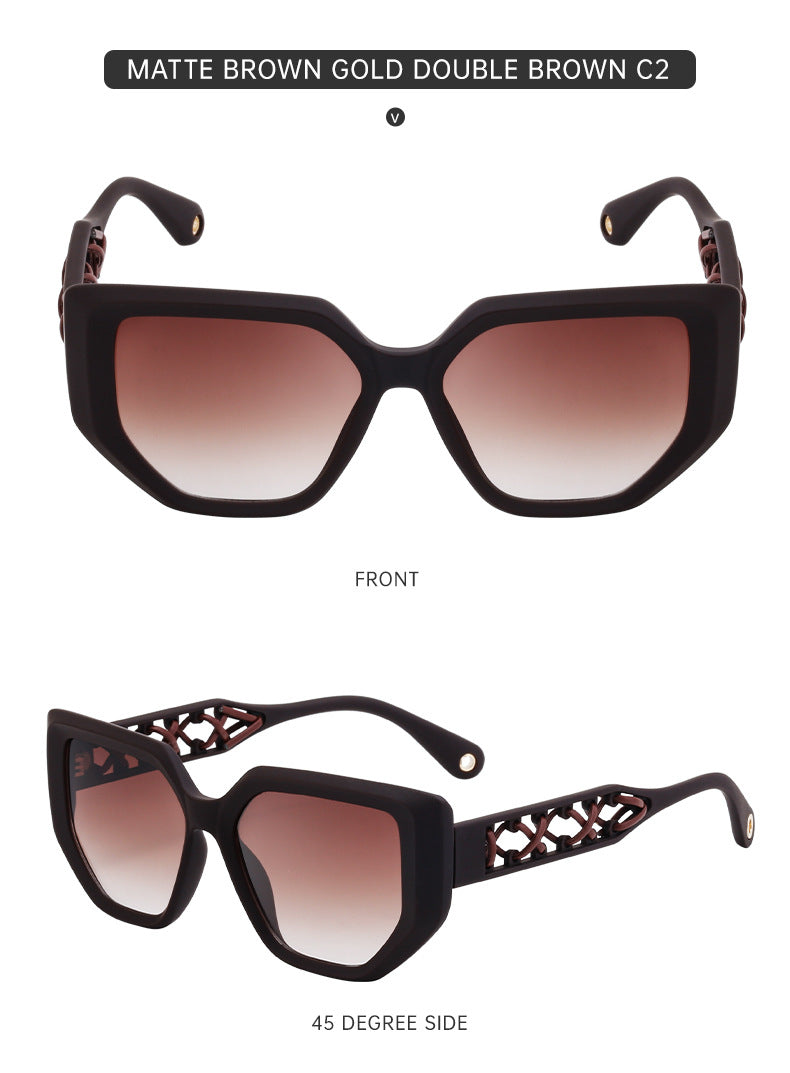 European and American Cat Eye Sunglasses for Women, High-End Hollow Frame Small Frame Sunglasses, Natural Look Glasses sunglasses